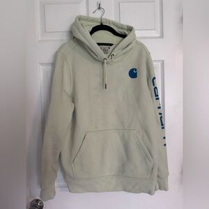 Carhartt Light Green Hoodie with Blue Logo